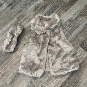 Girls Faux-Fur Vest with Matching Headband